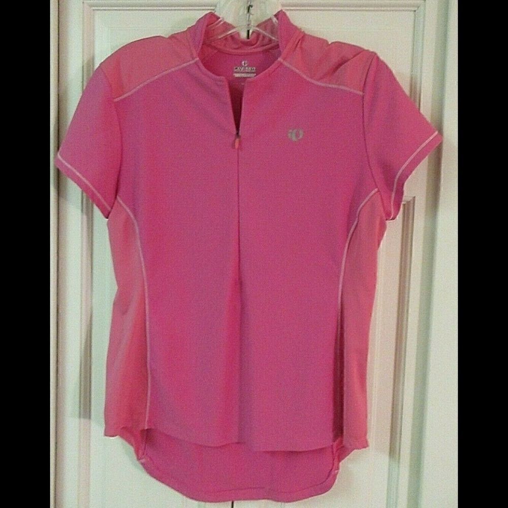 Pearl Izumi cycling top pink with partial zip sz Large